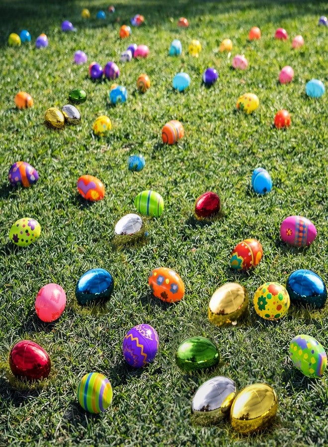 GiftExpress 50 Pcs Metallic Colors Plastic Easter Eggs - Bright Colorful Hinged Eggs for Easter Egg Hunt, Easter Basket Stuffer Party Toys, Surprising Egg, Classroom Prize - Plastic Egg Bulk 2.3" - Image 3